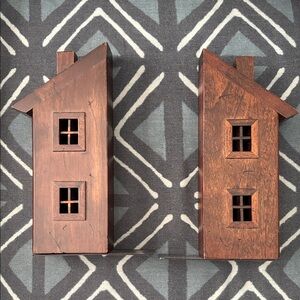 Vintage Bombay Company Rustic Brown Wooden House Bookends
